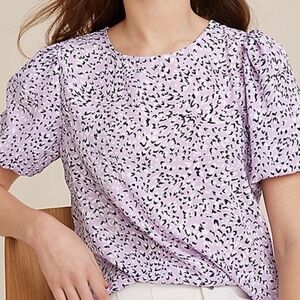 Animal print puff sleeve top